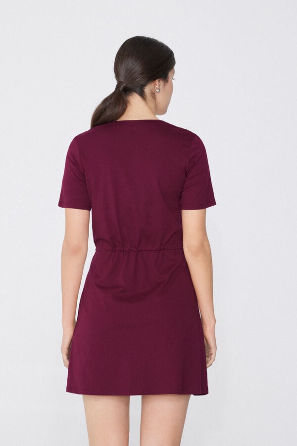 Tezenis Vestido Corto De Manga Corta De Algodón Con Escote Pico