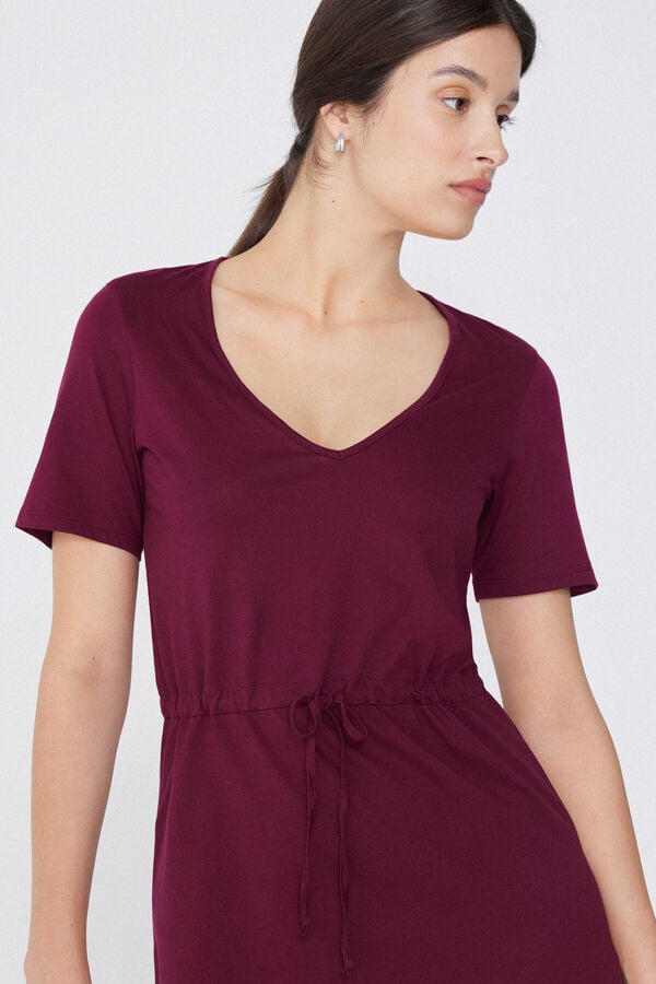 Tezenis Vestido Corto De Manga Corta De Algodón Con Escote Pico