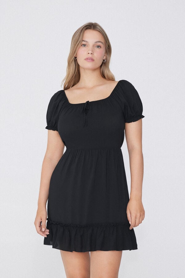 Tezenis Vestido Corto de Manga Corta de Tela de Viscosa