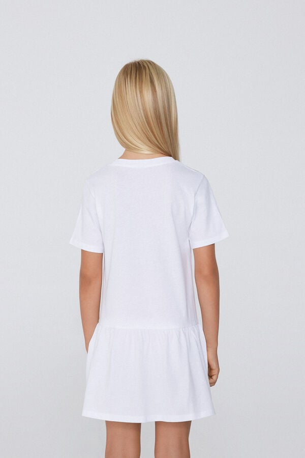 Tezenis Vestido De Manga Corta De Algodón Con Volante