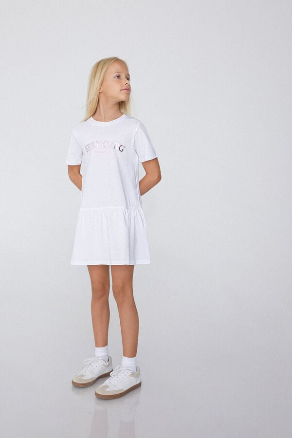 Tezenis Vestido De Manga Corta De Algodón Con Volante