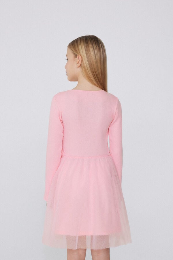 Tezenis Vestido Manga Larga Canalé Falda De Tul Niña