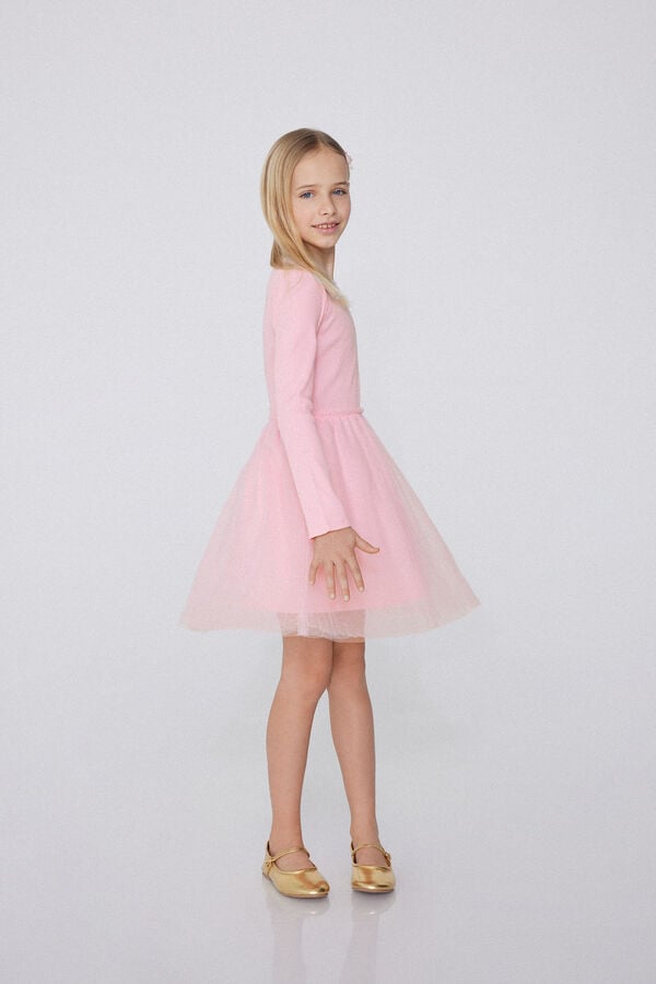 Tezenis Vestido Manga Larga Canalé Falda De Tul Niña