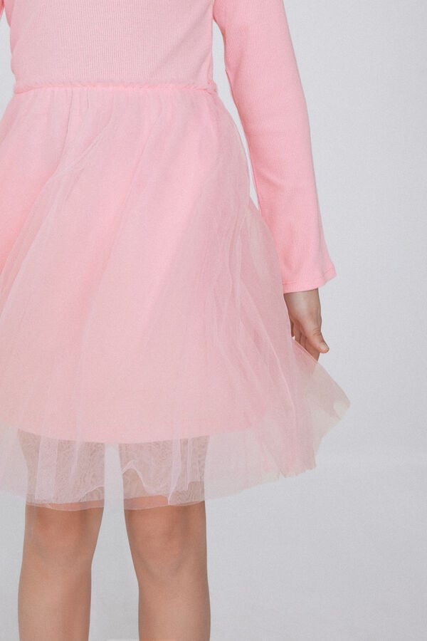 Tezenis Vestido Manga Larga Canalé Falda De Tul Niña