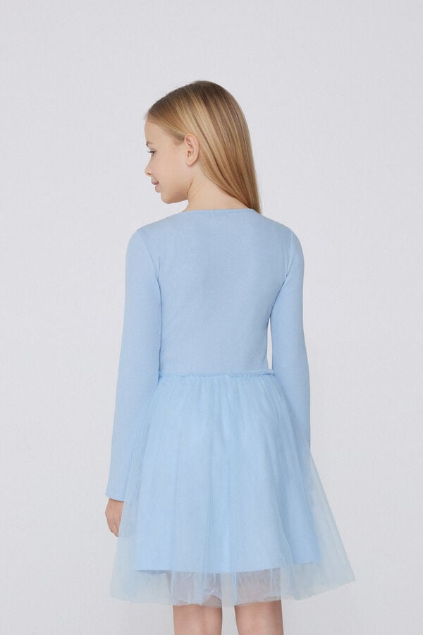 Tezenis Vestido Manga Larga Canalé Falda De Tul Niña