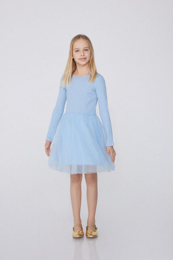 Tezenis Vestido Manga Larga Canalé Falda De Tul Niña