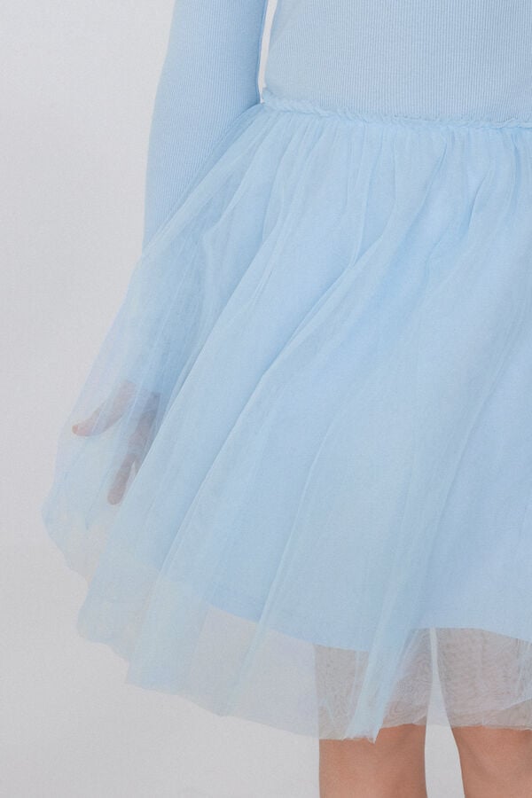 Tezenis Vestido Manga Larga Canalé Falda De Tul Niña