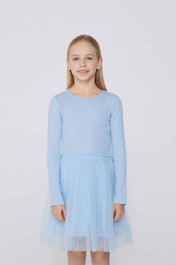 Tezenis Vestido Manga Larga Canalé Falda de Tul Niña