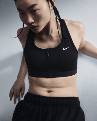 Nike Nike Swoosh Front ZipSujetador deportivo de sujeción media con almohadilla - Mujer