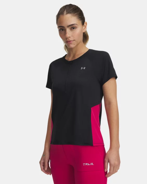 Under Armour Camiseta de manga corta con cremallera UA Trail Run para mujer  