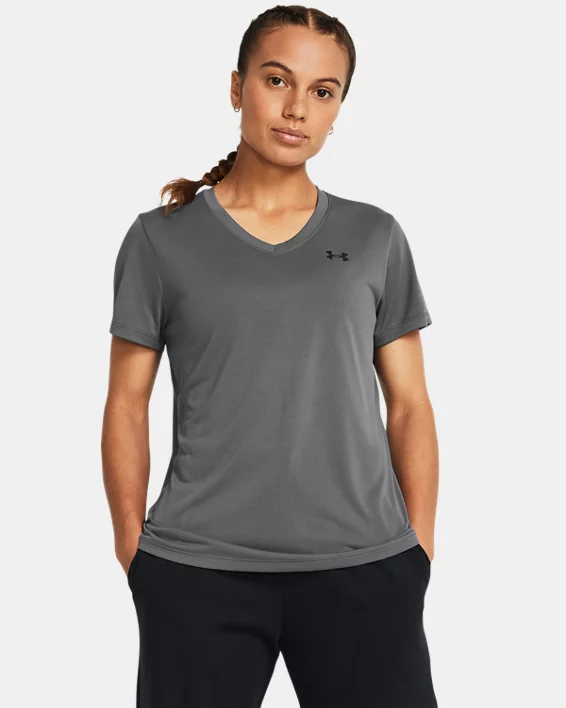 Under Armour Camiseta de manga corta con cuello de pico UA Tech™ para mujer  