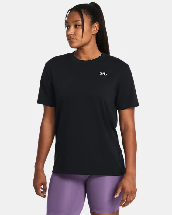 Under Armour Camiseta de manga corta oversize UA Heavyweight Embroidered Patch Boyfriend para mujer  