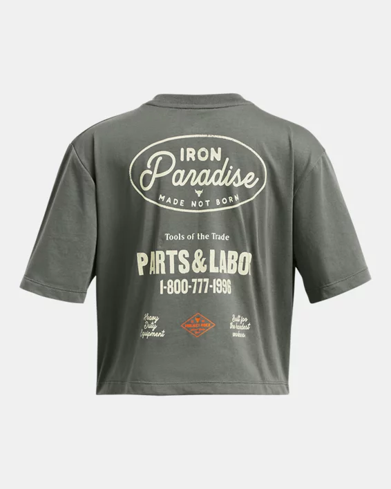 Under Armour Camiseta De Manga Corta Project Rock Campus Crop Para Niña  