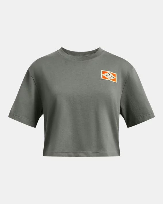 Under Armour Camiseta de manga corta Project Rock Campus Crop para niña  
