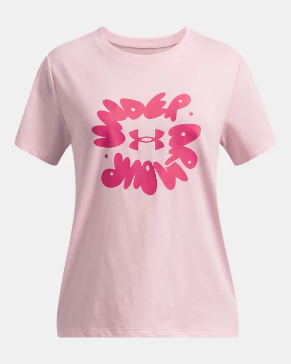 Under Armour Camiseta de manga corta UA Bubble Wordmark para niña  