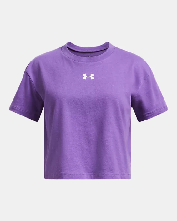 Under Armour Camiseta de manga corta UA Crop Logo para niña  