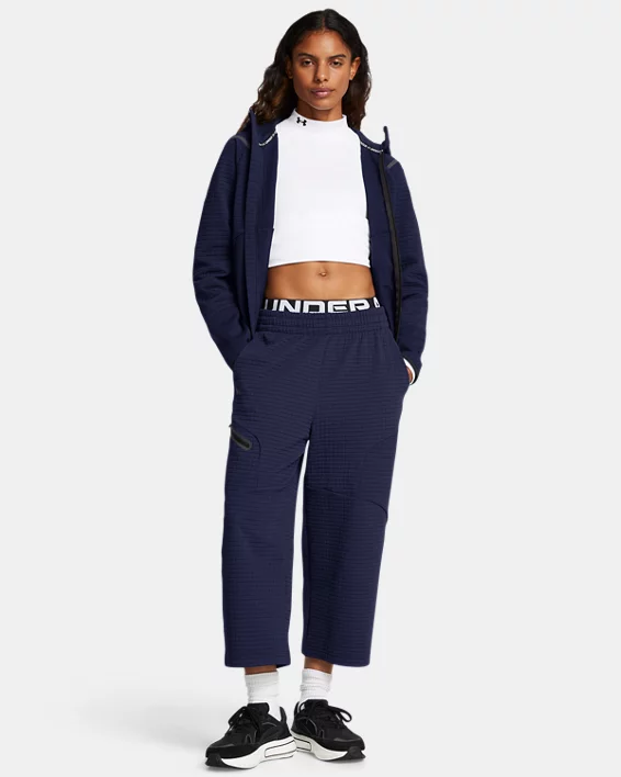 Under Armour Pantalón UA Unstoppable Fleece Grid Wide Leg Crop Para Mujer  