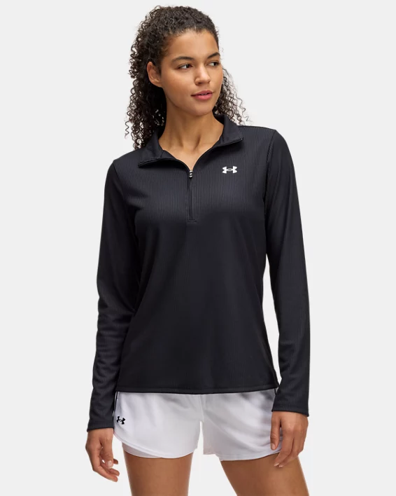Under Armour Parte de arriba acanalada con media cremallera UA Tech™ para mujer  