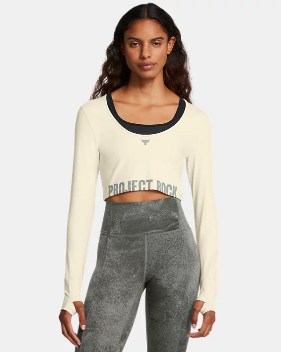 Under Armour Parte de arriba de manga larga Project Rock Lets Go Workout para mujer  