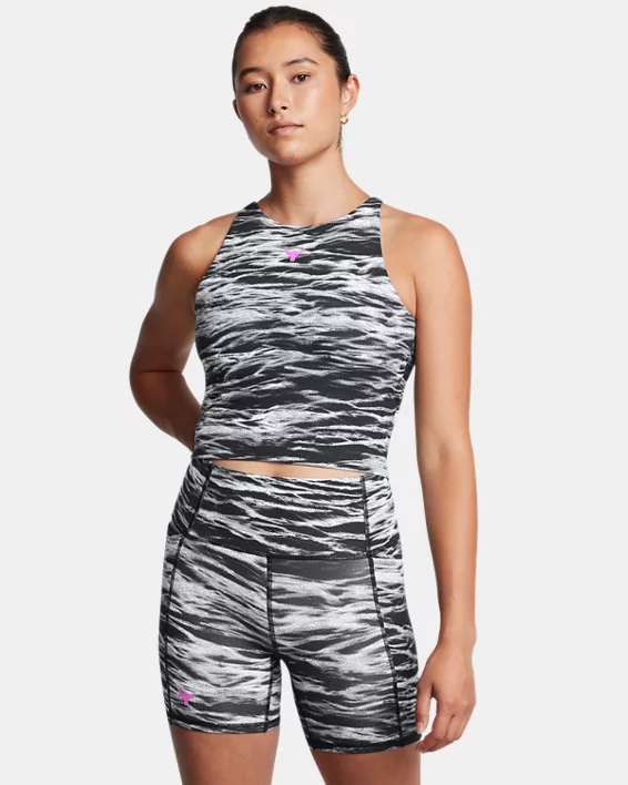Under Armour Parte de arriba Project Rock Lets Go Bench To Beach Printed para mujer  