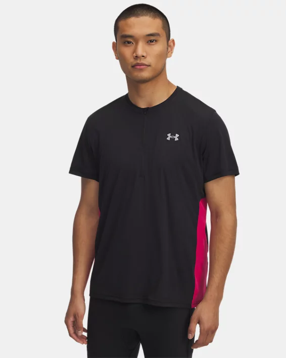 Under Armour Parte superior de manga corta con cremallera UA Trail Run para hombre  
