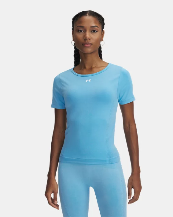 Under Armour Parte superior de manga corta de efecto lavado sin costuras UA Vanish para mujer  