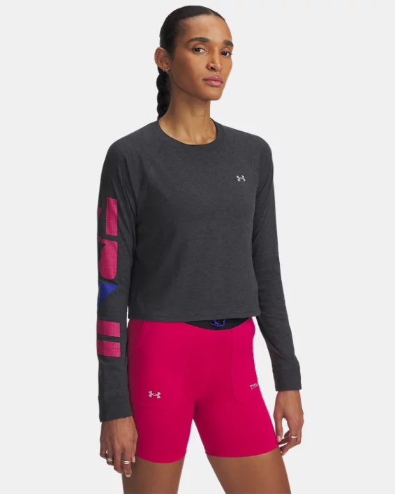 Under Armour Parte superior de manga larga estampada UA Trail Run para mujer  