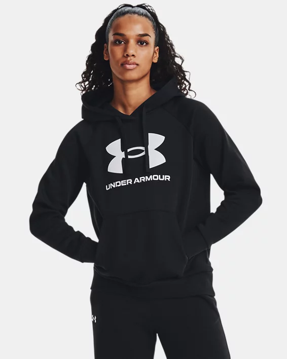 Under Armour Sudadera con capucha de tejido Fleece UA Rival Big Logo para mujer  