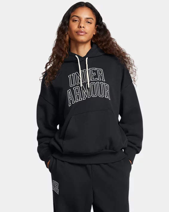Under Armour Sudadera con capucha UA Icon Heavyweight Terry Oversized para mujer  
