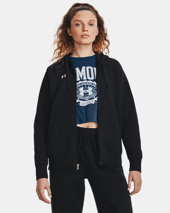 Under Armour Sudadera con capucha y cremallera completa de tejido Fleece UA Rival para mujer  