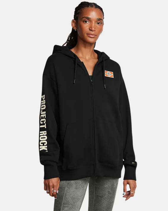 Under Armour Sudadera con cremallera completa Project Rock Heavyweight Hard At Work para mujer  
