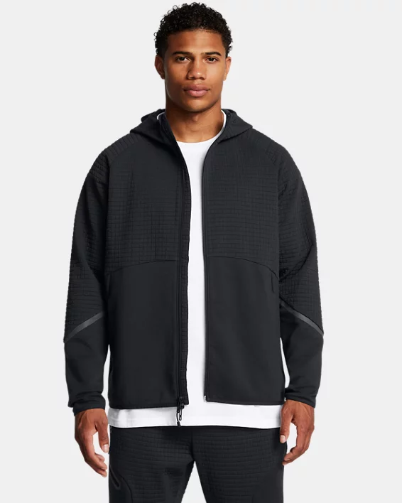 Under Armour Sudadera con cremallera completa UA Unstoppable Fleece Grid para hombre  