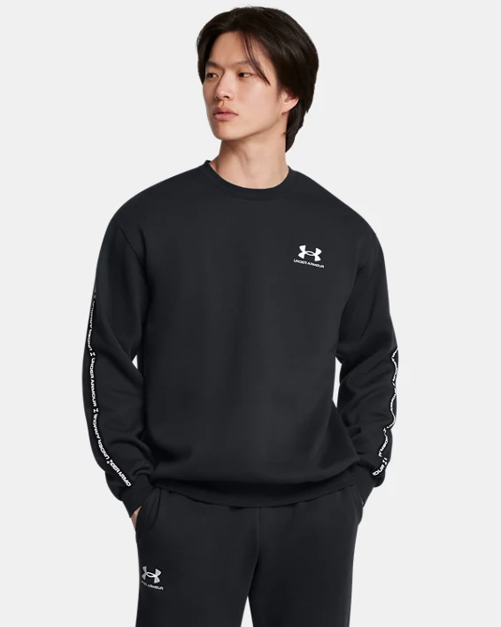 Under Armour Sudadera con cuello redondo UA Icon Fleece Taping para hombre  