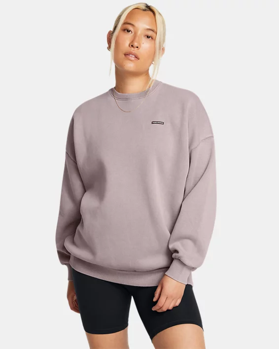 Under Armour Sudadera con cuello redondo UA Icon Heavyweight Fleece Oversized para mujer  
