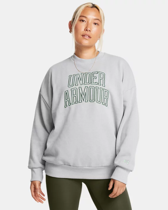 Under Armour Sudadera con cuello redondo UA Icon Heavyweight Terry Oversized para mujer  