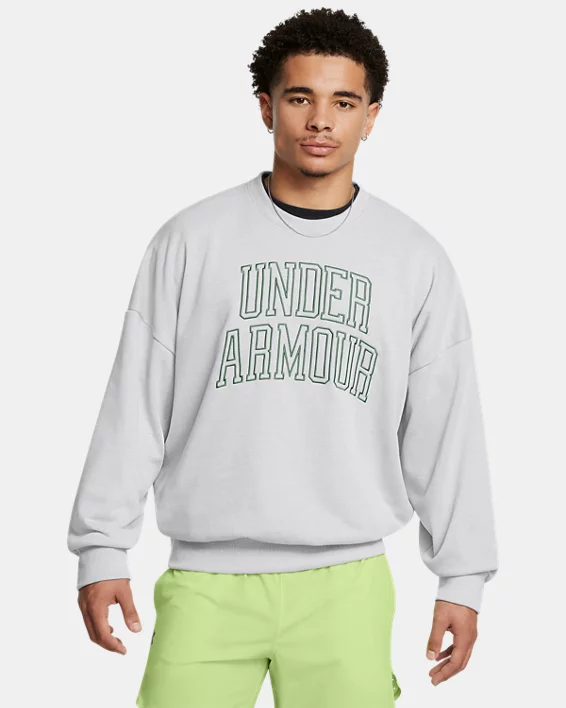 Under Armour Sudadera con cuello redondo UA Icon Heavyweight Terry Oversized para hombre  