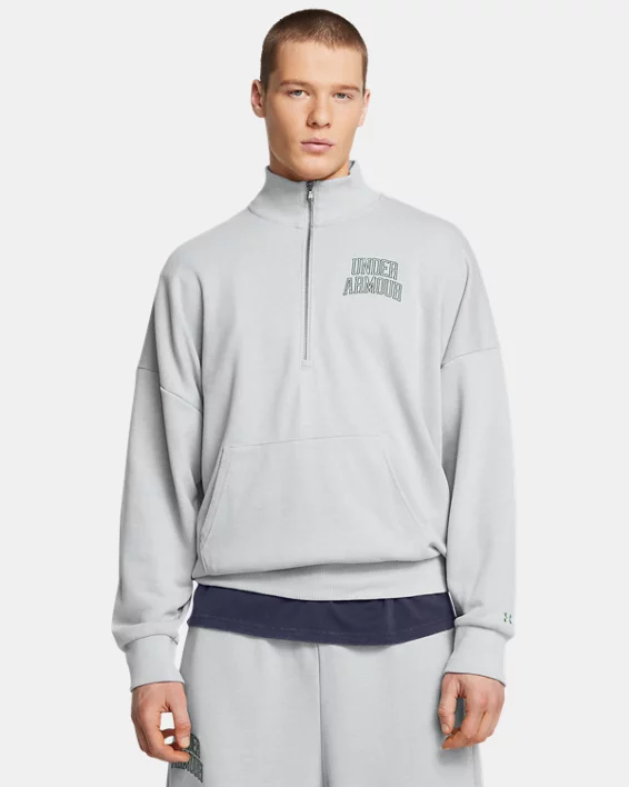 Under Armour Sudadera con media cremallera UA Icon Heavyweight Terry Oversized para hombre  