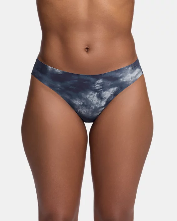 Under Armour Tanga invisible con estampado UA Pure Stretch para mujer - Paquete de 3  