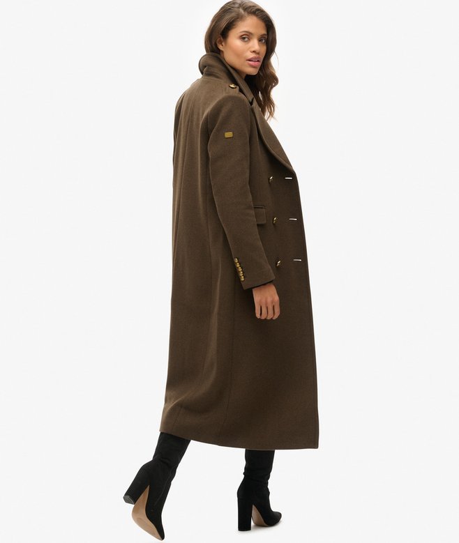 Superdry Abrigo De Mezcla De Lana Con Doble Botonadura