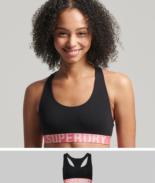 superdry Bralette corto de algodón orgánico con logotipo grande
