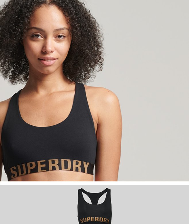 superdry Bralette corto de algodón orgánico con logotipo grande