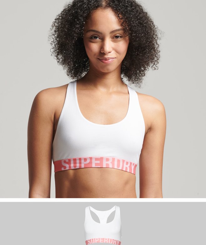 superdry Bralette corto de algodón orgánico con logotipo grande