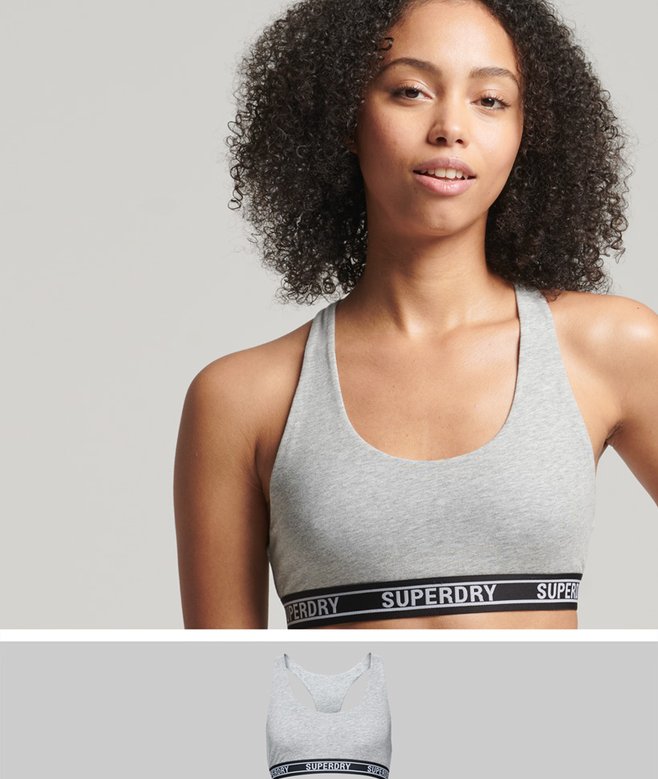 superdry Bralette corto de algodón orgánico con múltiples logos