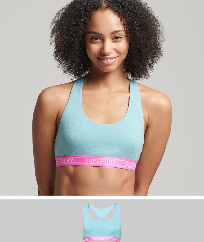 superdry Bralette corto de algodón orgánico con múltiples logos