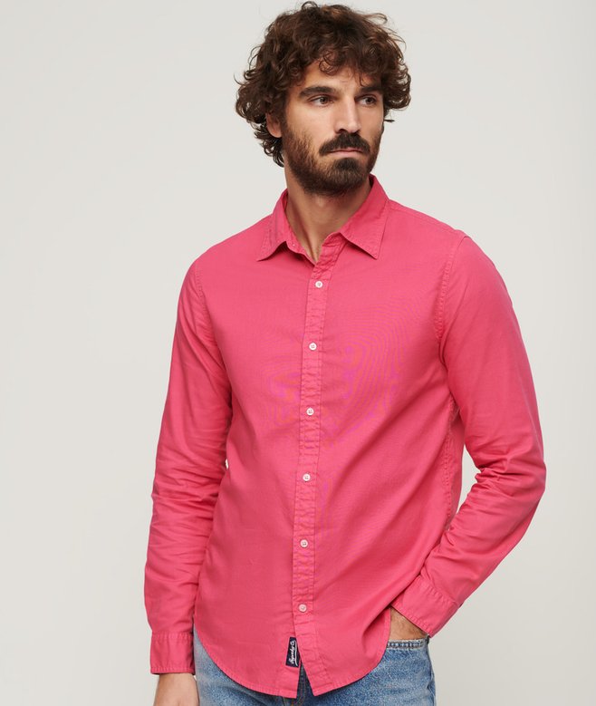 superdry Camisa de algodón orgánico de manga larga sobreteñida