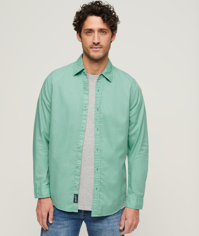 superdry Camisa de algodón orgánico de manga larga sobreteñida