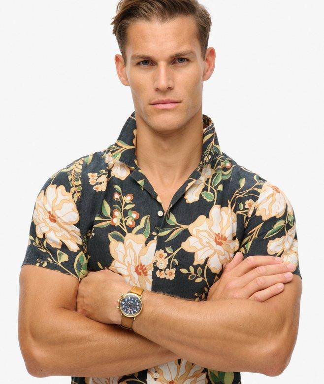 Superdry Camisa De Lino Estampada Con Cuello Cubano