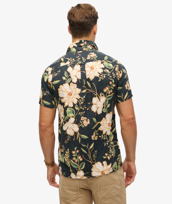 Superdry Camisa De Lino Estampada Con Cuello Cubano