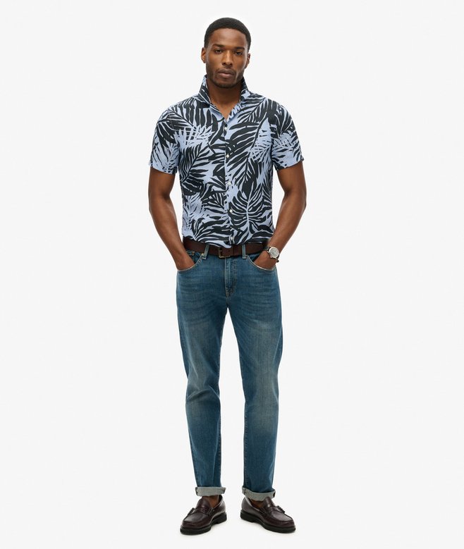 Superdry Camisa De Lino Estampada Con Cuello Cubano