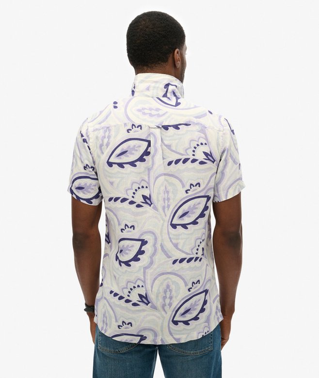 Superdry Camisa De Lino Estampada Con Cuello Cubano